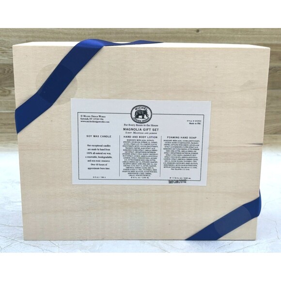 Michel Design Works Magnolia Gift Set Soap, Lotion & Candle in Wooden Box New! - Picture 3 of 10